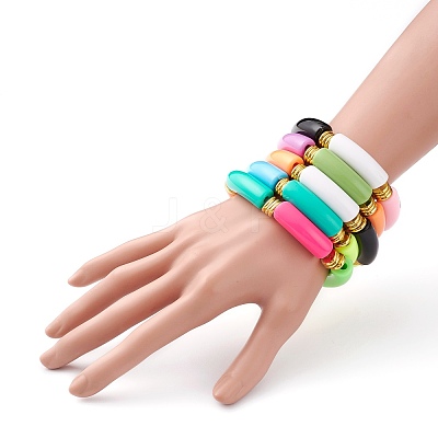 Opaque Acrylic Beaded Bracelet Sets BJEW-JB06513-1