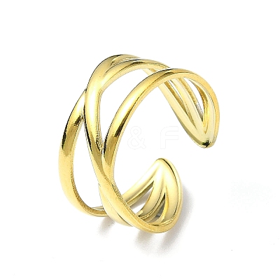 Ion Plating(IP) 304 Stainless Steel Open Cuff Ring RJEW-L109-044G-1