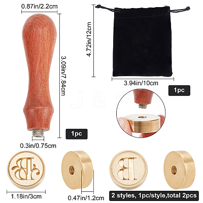2Pcs 2 Styles Brass Stamp Heads DIY-CP0007-67-1