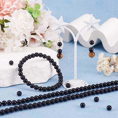 2 Strands 2 Styles Natural Black Onyx(Dyed & Heated) Beads Strands G-TA0003-52-6mm-1