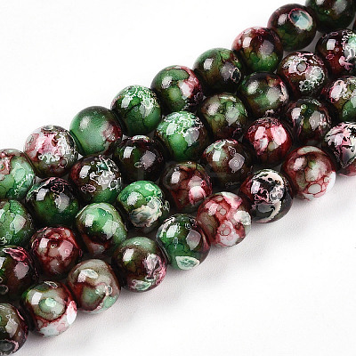Baking Paint Glass Beads Strands DGLA-N003-8mm-A09-1