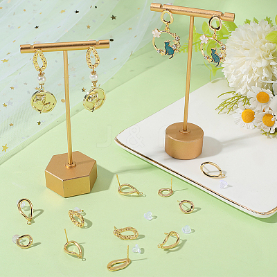 18Pcs 3 Styles Brass Stud Earrings KK-BBC0018-60-1