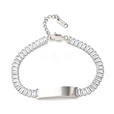 304 Stainless Steel Glass Link Chain Bracelets BJEW-G753-03P-01-1