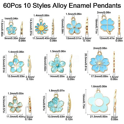 60Pcs 10 Styles Alloy Enamel Pendants FIND-CJ0002-33-1