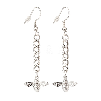 Curb Chains with Brass Charm Long Dangle Earrings EJEW-JE04963-02-1
