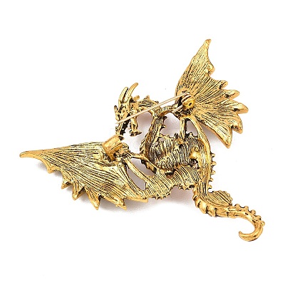 Dragon with Evil Eye Alloy Rhinestone with Plastic Lapel Pins for Backpack Clothes JEWB-G043-02A-1