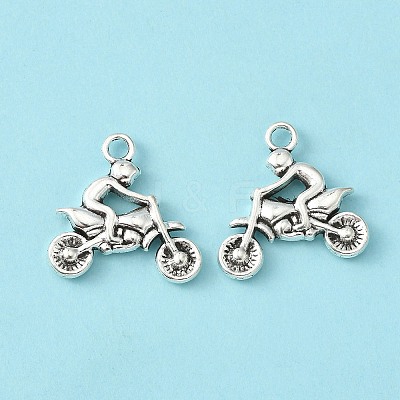 Tibetan Style Alloy Rider Motorcycle Pendants TIBEP-12941-AS-LF-1