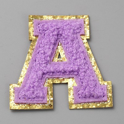 Letter A Computerized Towel Embroidery Cloth Self Adhesive Patches PATC-WH0007-37B-06-1