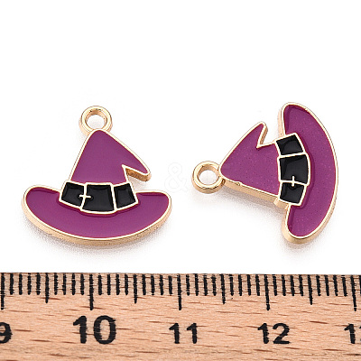 Light Gold Plated Alloy Enamel Pendants ENAM-T009-33B-1