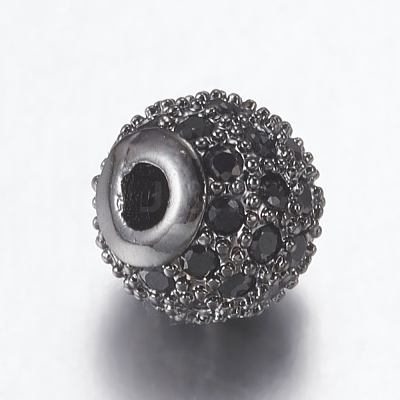 Brass Micro Pave Cubic Zirconia Beads ZIRC-E134-6mm-05B-1