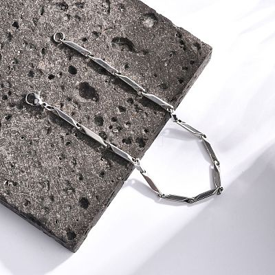 Tarnish Resistant Unisex 201 Stainless Steel Bar Link Chain Bracelets BJEW-L637-35B-P-1