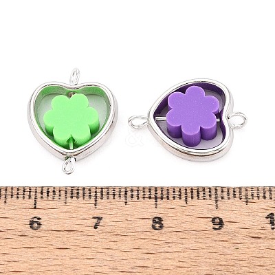 Polymer Clay Flower Beads with CCB Plastic Heart Frame Connector Charms CLAY-T022-28M-1
