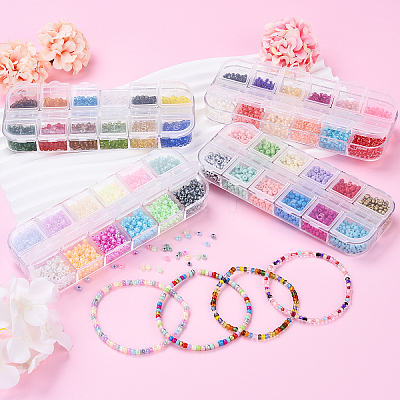 48G 12 Colors Transparent Colours Glass Seed Beads SEED-YW0002-72-1