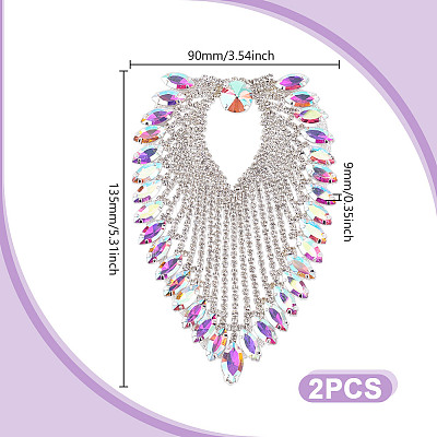 2Pcs Leaf Shape Rhinestone Garment Accessories DIY-GA0007-89-1