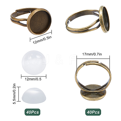 DIY Half Round Adjustable Ring Making Kit DIY-SC0019-86-1
