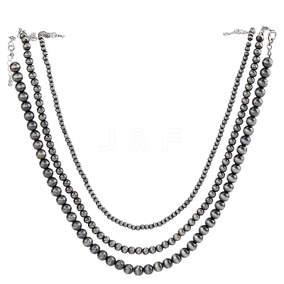 3Pcs 3 Styles CCB Round Beaded Necklaces NJEW-FH0001-32-1