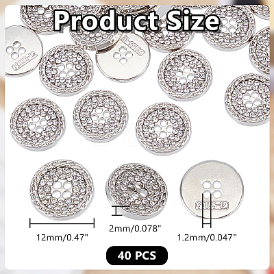 40Pcs 4-Hole Alloy Rhinestone Buttons BUTT-HY0001-24-1