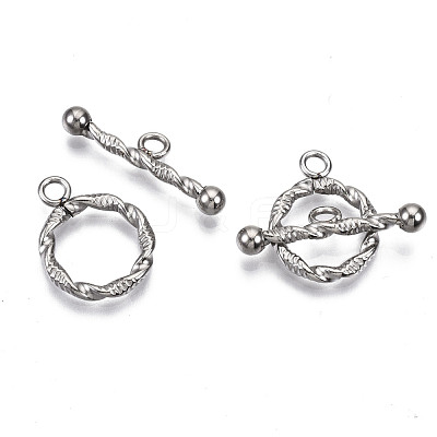 Tarnish Resistant 201 Stainless Steel Toggle Clasps X-STAS-R115-03-1
