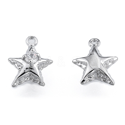 Brass Pave Clear Cubic Zirconia Charms KK-L207-001P-1