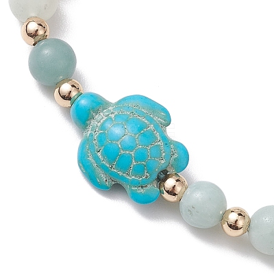 Natural Flower Amazonite Round Beaded Braided Bead Bracelets BJEW-JB10692-04-1