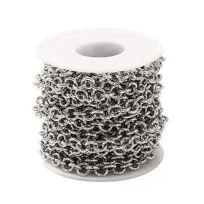Tarnish Resistant 304 Stainless Steel Textured Cable Chains STAS-B040-02P-1