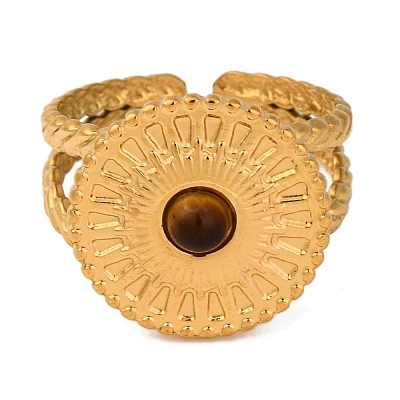 Natural Tiger Eye Finger Rings RJEW-Q822-34G-02-1