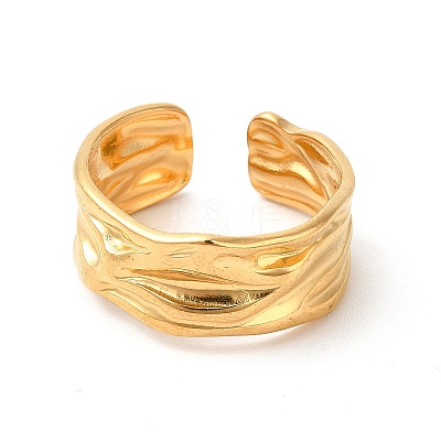 Ion Plating(IP) 304 Stainless Steel Twist Open Cuff Ring for Women RJEW-E063-24G-1