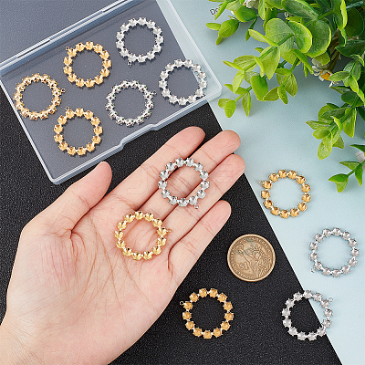 12Pcs 2 Colors 304 Stainless Steel Pendant Rhinestone Settings STAS-UN0043-13-1