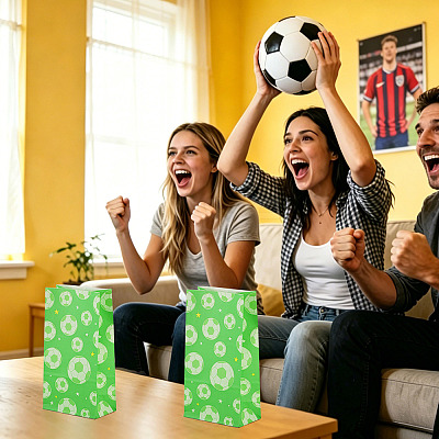 15Pcs Football Pattern Paper Bakery Bags ABAG-TA0002-32D-1