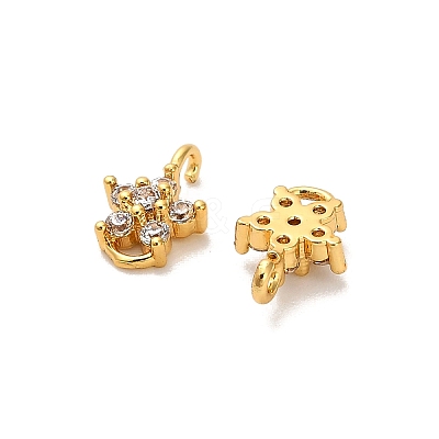 Brass Micro Pave Clear Cubic Zirconia Star Connector Charms KK-H515-12G-1