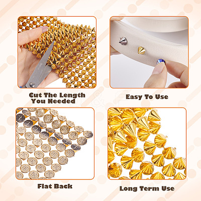 1 Yard 12-Row Resin Spike Stud Cone Flatback Punk Rock Trim Mesh Bead Craft FIND-TA0006-73B-1