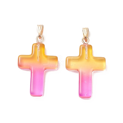 Two Tone Transparent Glass Pendants GLAA-A004-02B-1