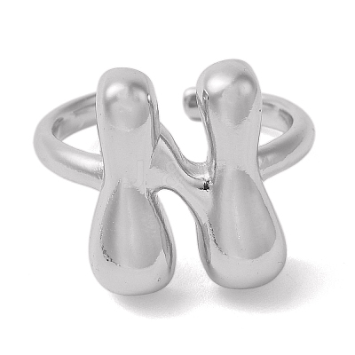 Initials Brass Open Cuff Ring for Women RJEW-N046-02N-P-1
