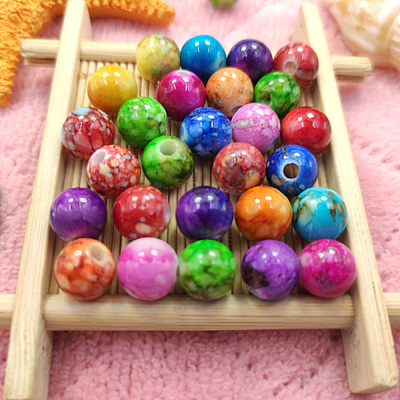 Spray Painted Acrylic Beads ACRP-N003-02-1