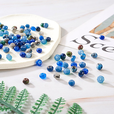 240Pcs 8 Colors Dyed Natural Sesame Jasper/Kiwi Jasper Rondelle Beads G-CD0001-11-1