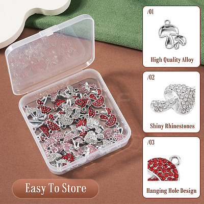 36Pcs 12 Styles Rack Plating Alloy Rhinestone Pendants FIND-TA0010-29-1