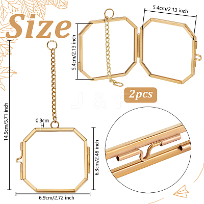 Octagon Brass Glass Hanging Photo Frame AJEW-WH0270-555B-1