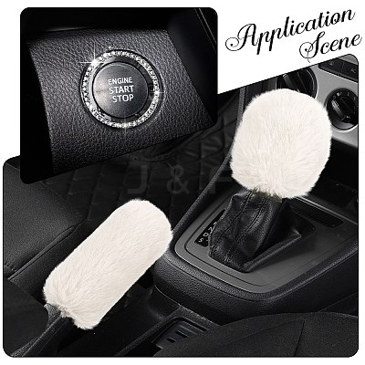 Plush Car Gear & Handbrake Cover Sets AJEW-CL0003-59B-1