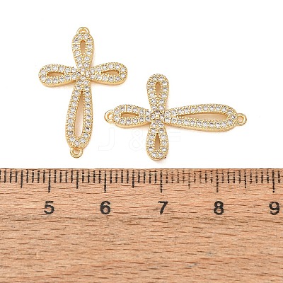 Brass Micro Pave Clear Cubic Zirconia Connector Charms CU-CBA4579-08G-B-1