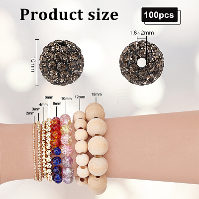 100Pcs Polymer Clay Rhinestone Beads RB-PH0001-43C-1