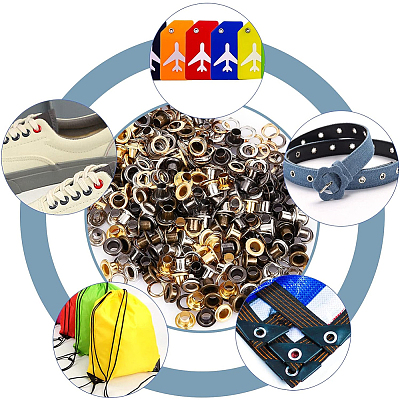 200 Sets 4 Colors Iron Grommet Eyelet Findings SCRA-GF0001-10A-05-1