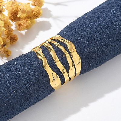 304 Stainless Steel Multilayer Open Cuff Rings for Women RJEW-Z077-01G-05-1