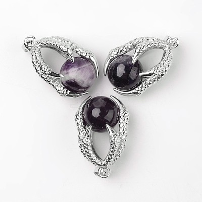 Eagle Claw Alloy Amethyst Pendants G-L455-A13-1