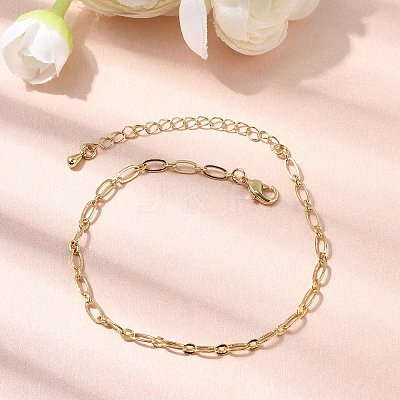 Brass Link Cable Chain Bracelet for Women BJEW-A065-02G-1