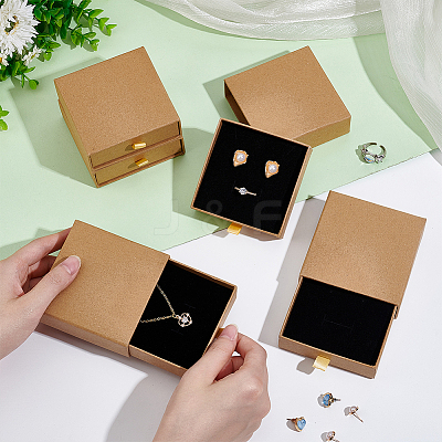 Kraft Paper Necklace Earring Storage Gift Drawer Boxes CON-WH0095-87B-1