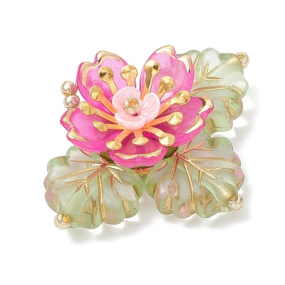 Brass Glass Seed Beaded Flower Pendants PALLOY-MZ01118-04-1