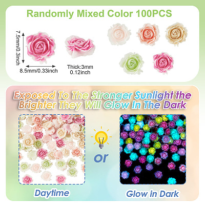 100Pcs Luminous Resin Decoden Cabochons RESI-TA0005-30-1