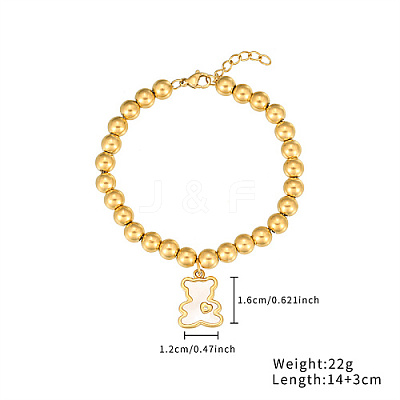 304 Stainless Steel Crystal Rhinestone Ball Beaded Bracelets with Shell Pendants DM8226-5-1