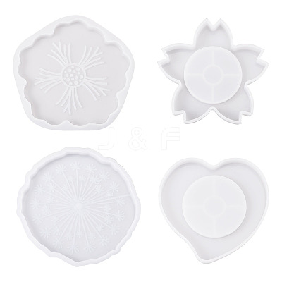4Pcs 4 Styles Cup Mat Silicone Molds SIL-BG0001-01-1