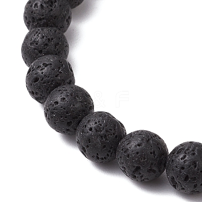 8mm Round Natural Lava Rock Beads Stretch Bracelets BJEW-JB10945-1